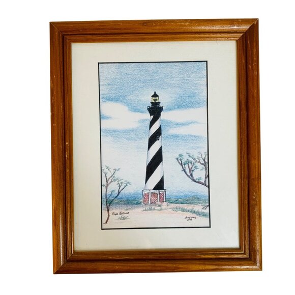 Coastal North Carolina Lighthouse Illustration Drawings VTG Set Of 2 Signed Art - Picture 3 of 14